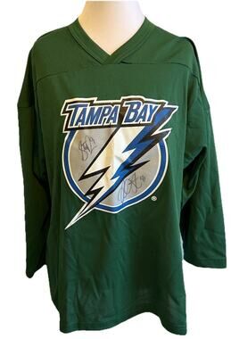 Vintage Tampa Bay Lightning nhl hockey jersey green Signed #29 & #41 Men’s L/XL